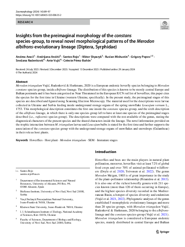 (PDF) Insights from the preimaginal morphology of the constans species ...