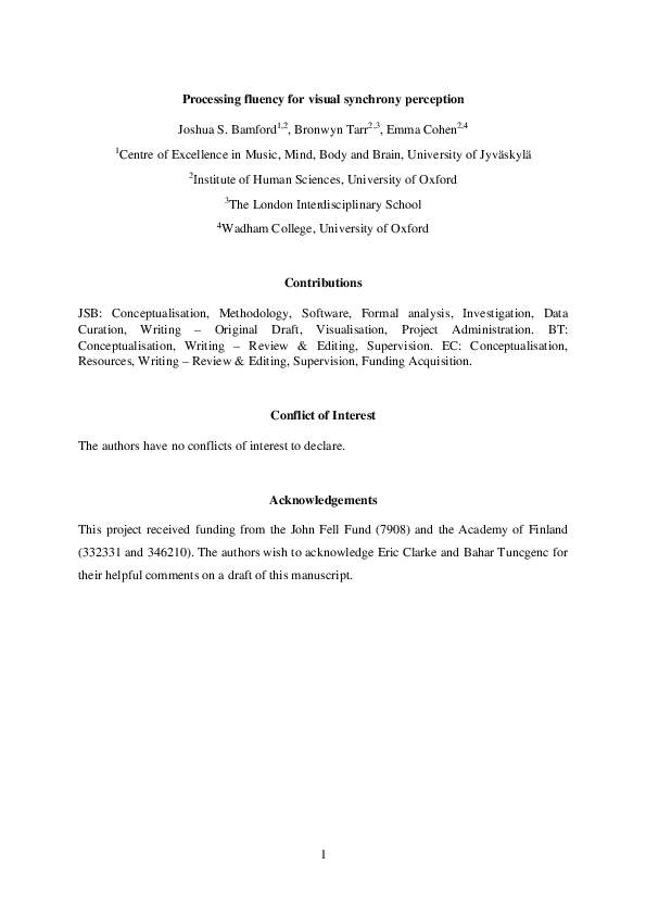 (PDF) Processing fluency for visual synchrony perception