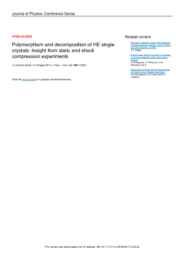 (PDF) Polymorphism and decomposition of HE single crystals: Insight ...