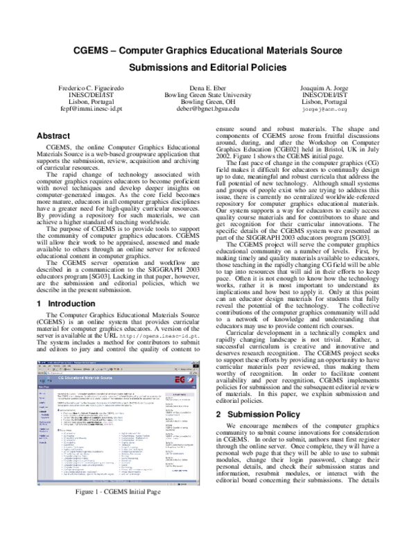 (PDF) CGEMS - Computer Graphics Educational Materials Source