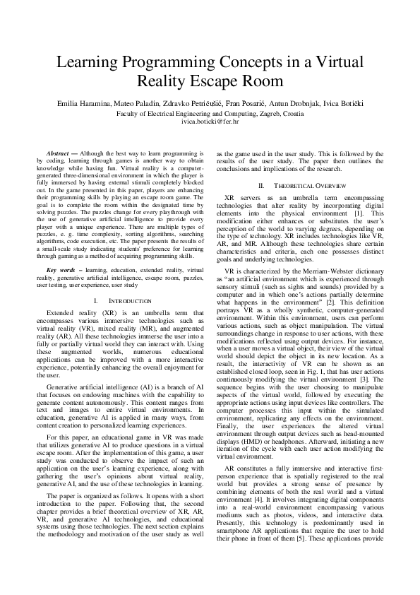 (PDF) Learning Algorithms Concepts in a Virtual Reality Escape Room