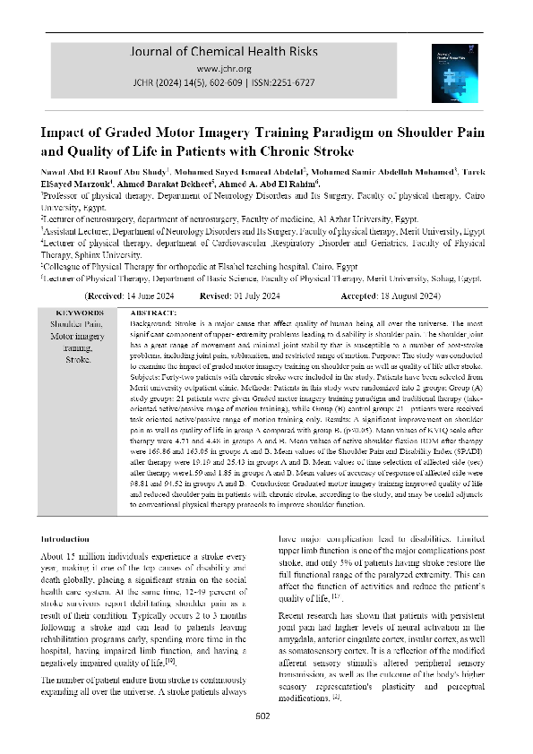 (PDF) Impact of Graded Motor Imagery Training Paradigm on Shoulder Pain ...