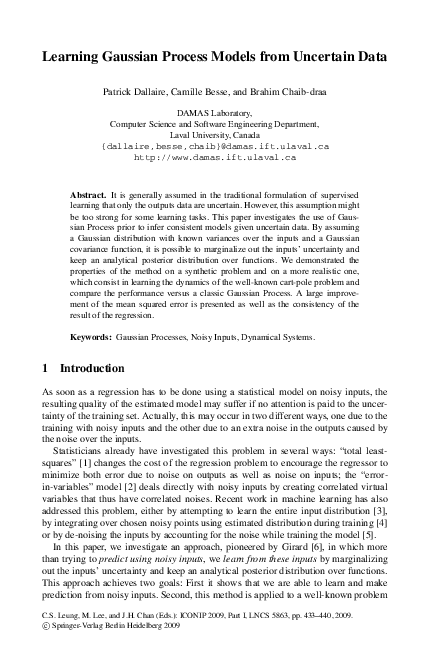 (PDF) Learning Gaussian Process Models from Uncertain Data