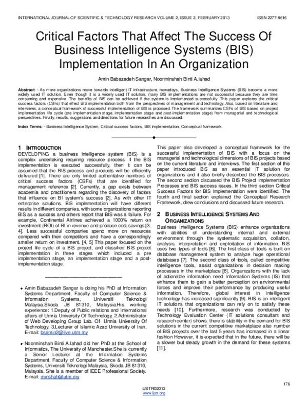 (PDF) Critical Factors That Affect The Success Of Business Intelligence ...
