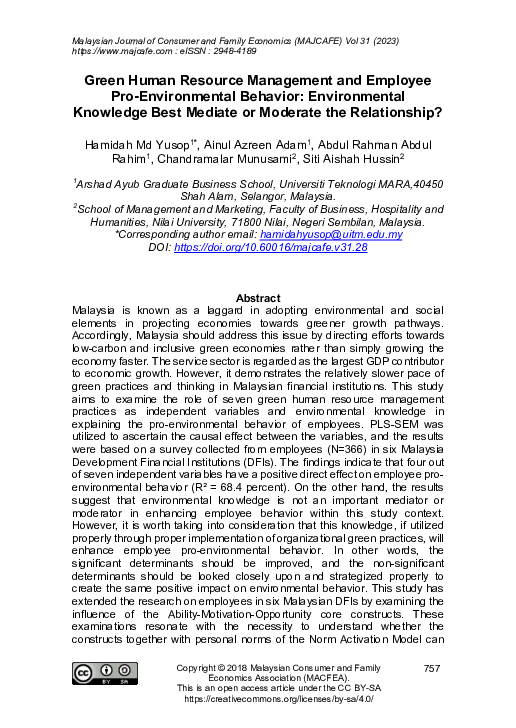 (PDF) Green Human Resource Management and Employee Pro-Environmental ...