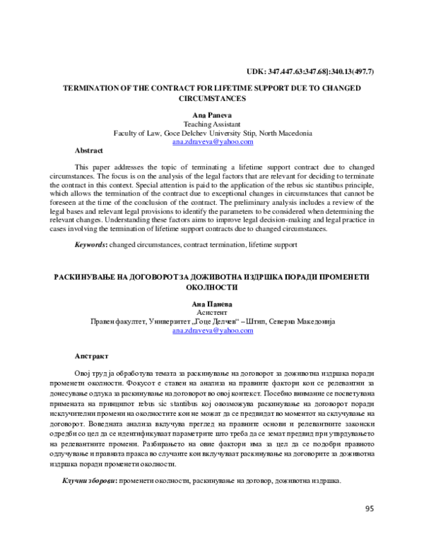 (PDF) Termination of the Contract for Lifetime Support Due to Changed ...