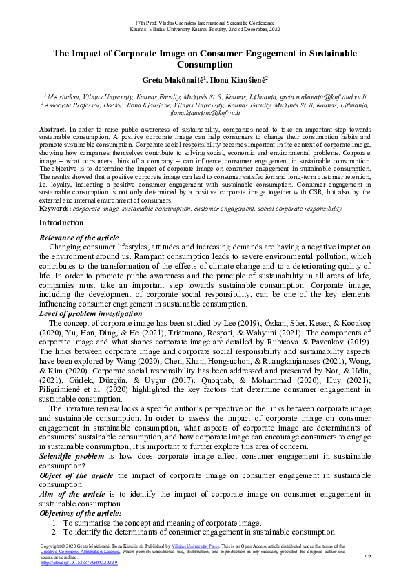(PDF) The Impact of Corporate Image on Consumer Engagement in ...
