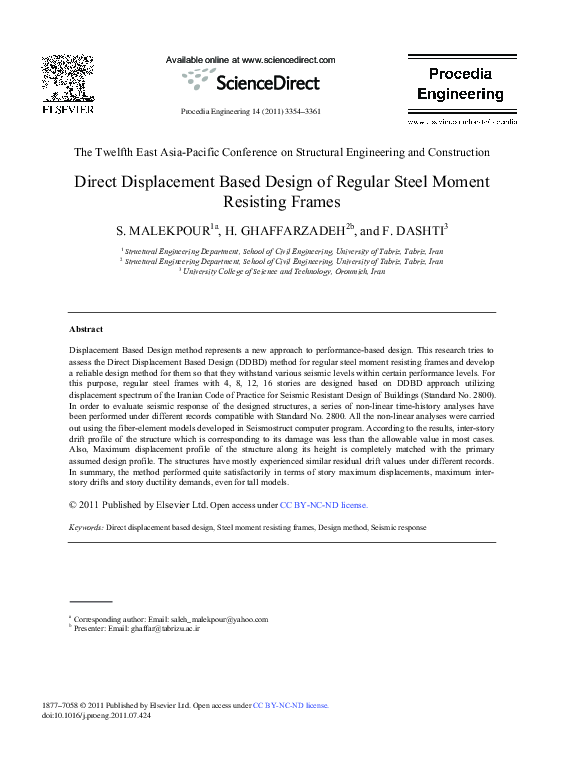 (PDF) Direct Displacement Based Design of Regular Steel Moment ...
