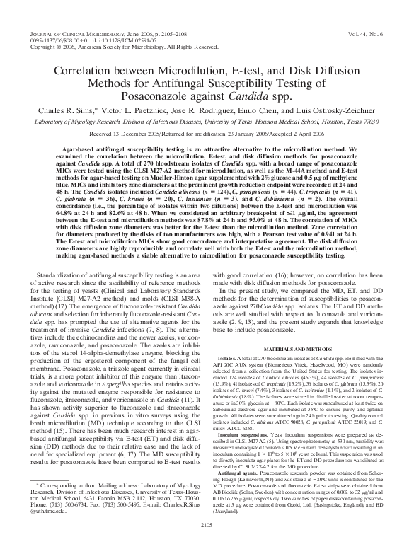 (PDF) Correlation between Microdilution, E-test, and Disk Diffusion ...