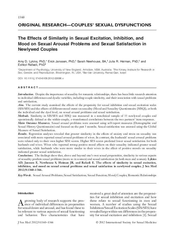 (PDF) The Effects of Similarity in Sexual Excitation, Inhibition, and ...