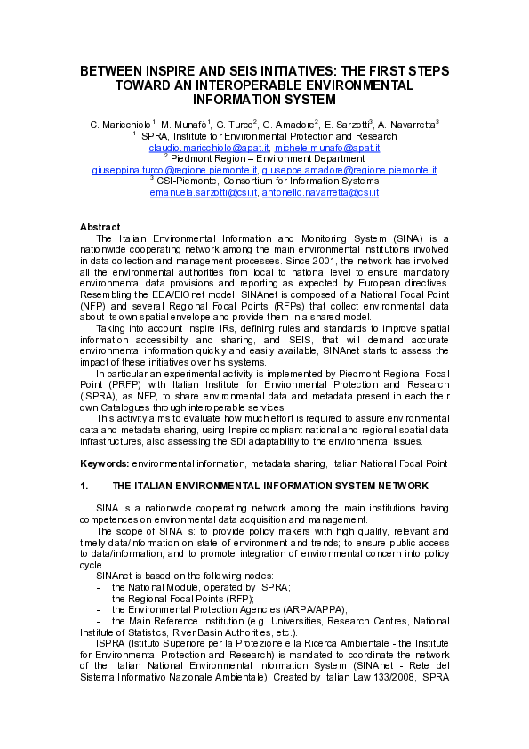 (PDF) Between Inspire and Seis Initiatives: The First Steps Toward an ...