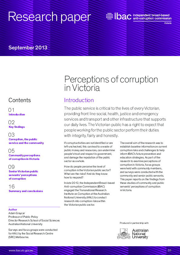 (PDF) Perceptions of corruption in Victoria
