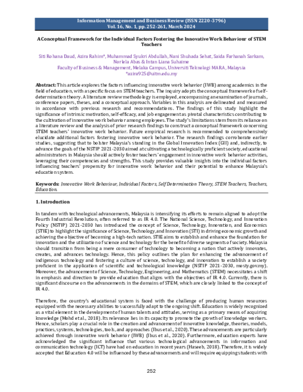 (PDF) A Conceptual Framework for the Individual Factors Fostering the ...