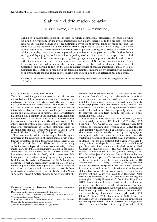 (PDF) Slaking and deformation behaviour