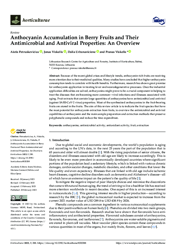 (PDF) Anthocyanin Accumulation in Berry Fruits and Their Antimicrobial ...