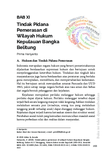 (PDF) Tindak Pidana Pemerasan di Wilayah Hukum Kepulauan Bangka Belitung
