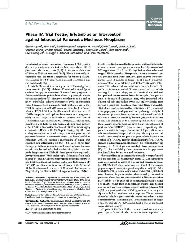 (PDF) Phase IIA Trial Testing Erlotinib as an Intervention against ...