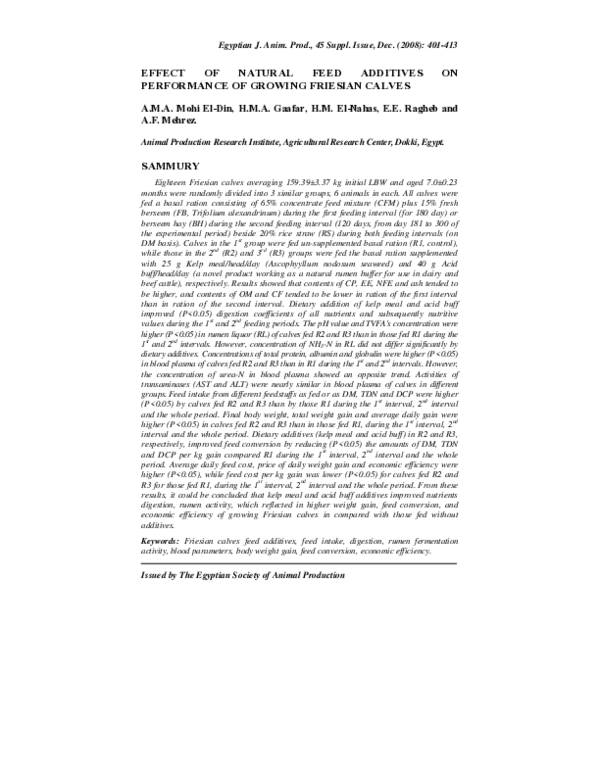 (PDF) - Effect of natural feed additives on performance of growing ...