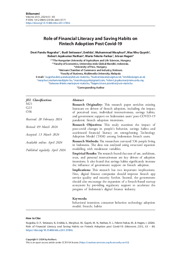 (PDF) Role of Financial Literacy and Saving Habits on Fintech Adoption ...