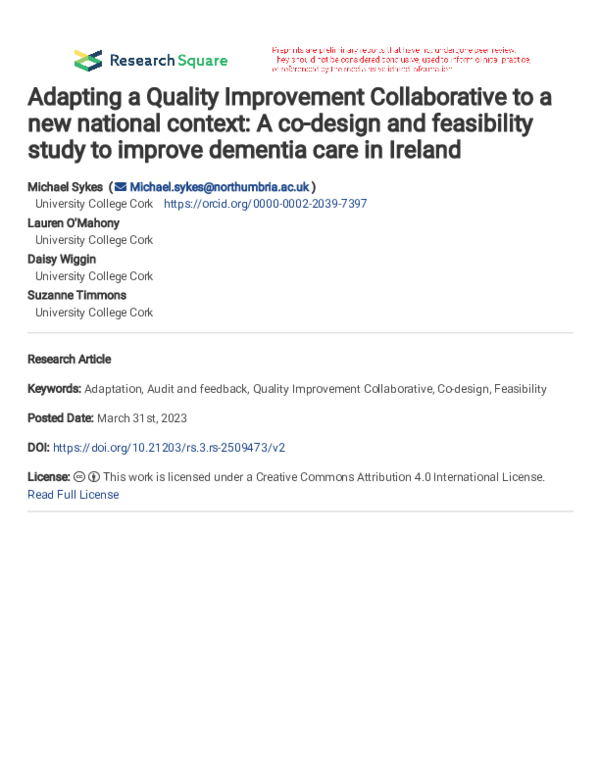 (PDF) Adapting a Quality Improvement Collaborative to a new national ...