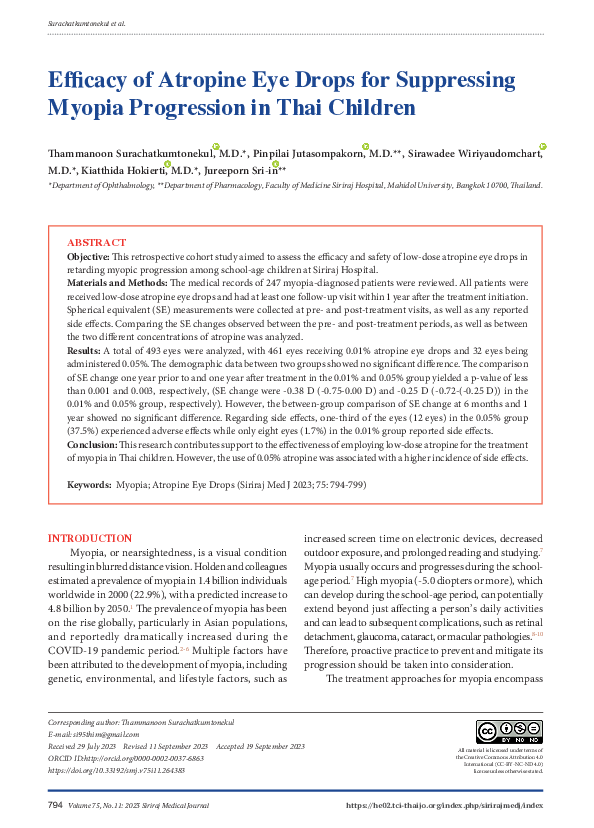 (PDF) Efficacy of Atropine Eye Drops for Suppressing Myopia Progression ...