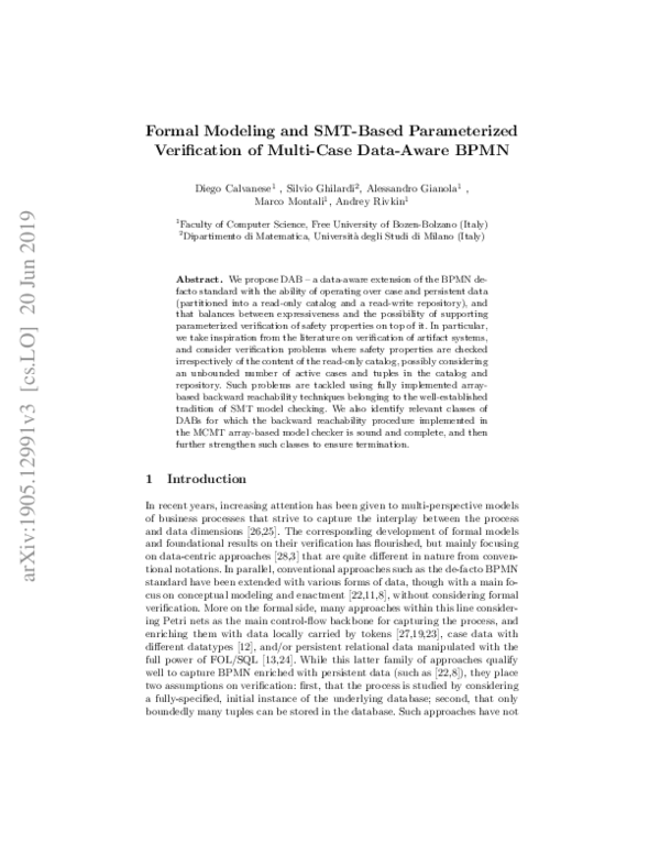 Pdf Formal Modeling And Smt Based Parameterized Verification Of Multi Pdf Formal Modeling And Smt Based Parameterized Verification Of Multi