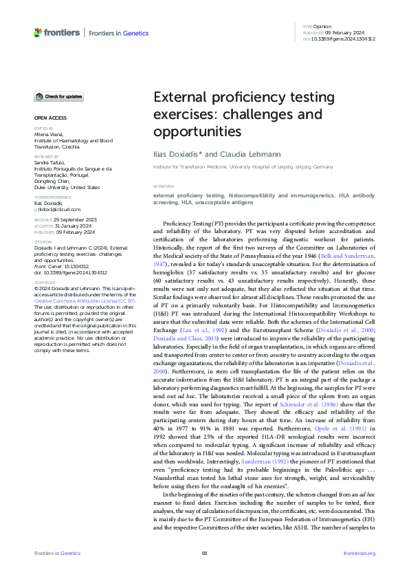 (PDF) External proficiency testing exercises: challenges and opportunities