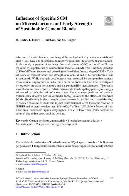 (PDF) Influence of Specific SCM on Microstructure and Early Strength of ...