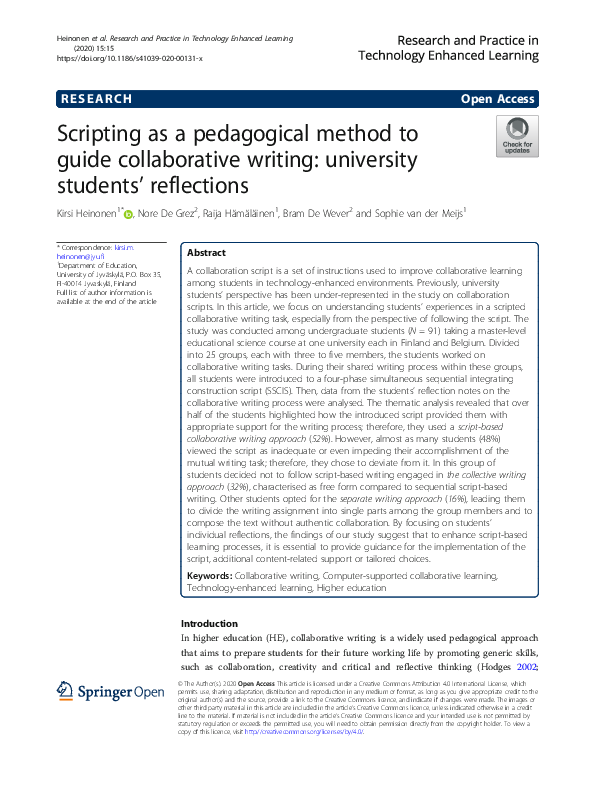 (PDF) Scripting as a pedagogical method to guide collaborative writing ...