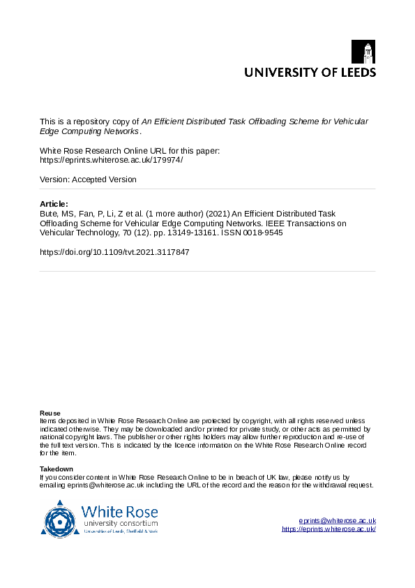 (PDF) An Efficient Distributed Task Offloading Scheme for Vehicular ...