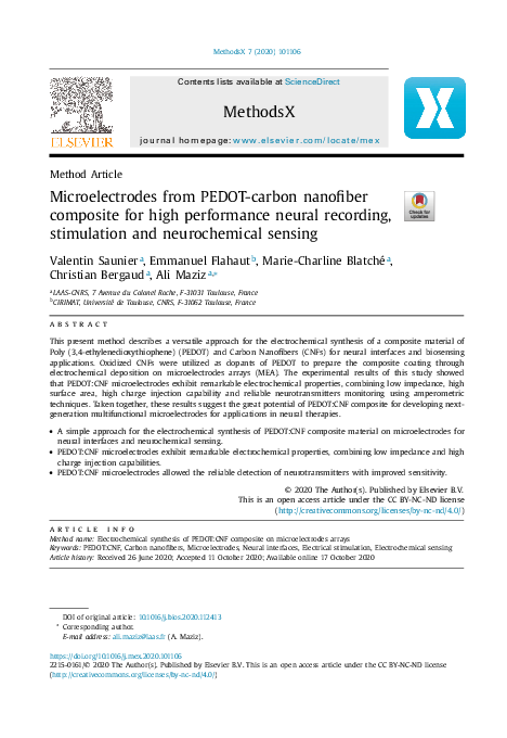 (PDF) Microelectrodes from PEDOT-carbon nanofiber composite for high ...