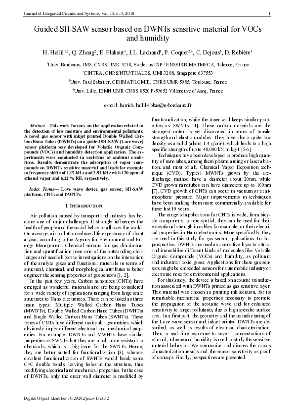 (PDF) Guided SH-SAW sensor based on DWNTs sensitive material for VOCs ...