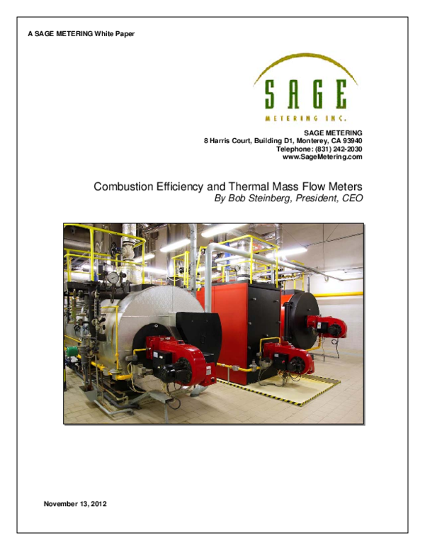 (PDF) Combustion Efficiency and Thermal Mass Flow Meters