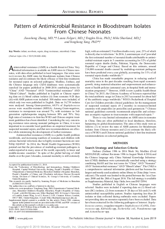 (PDF) Pattern of Antimicrobial Resistance in Bloodstream Isolates from ...