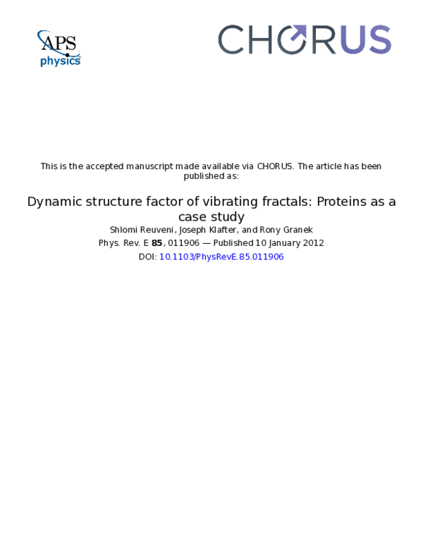 (PDF) Dynamic structure factor of vibrating fractals: Proteins as a ...