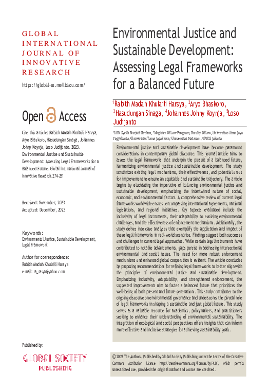 (PDF) Environmental Justice and Sustainable Development: Assessing ...