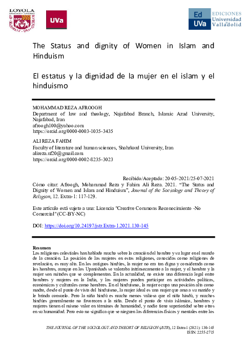 (PDF) The Status and dignity of Women in Islam and Hinduism