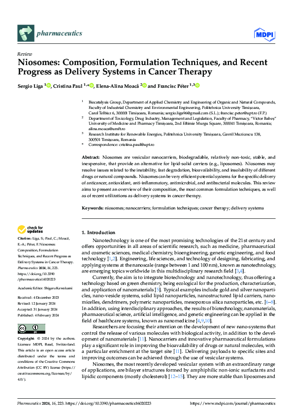 (PDF) Niosomes: Composition, Formulation Techniques, and Recent ...