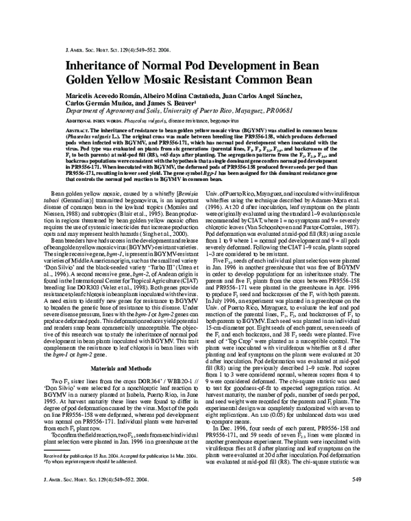 (PDF) Inheritance of Normal Pod Development in Bean Golden Yellow ...