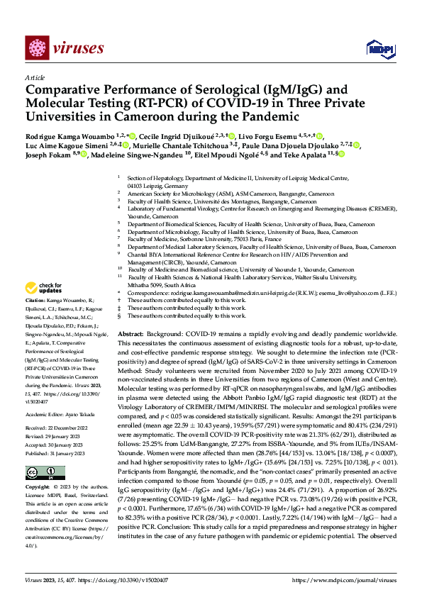 (PDF) Comparative Performance of Serological (IgM/IgG) and Molecular ...