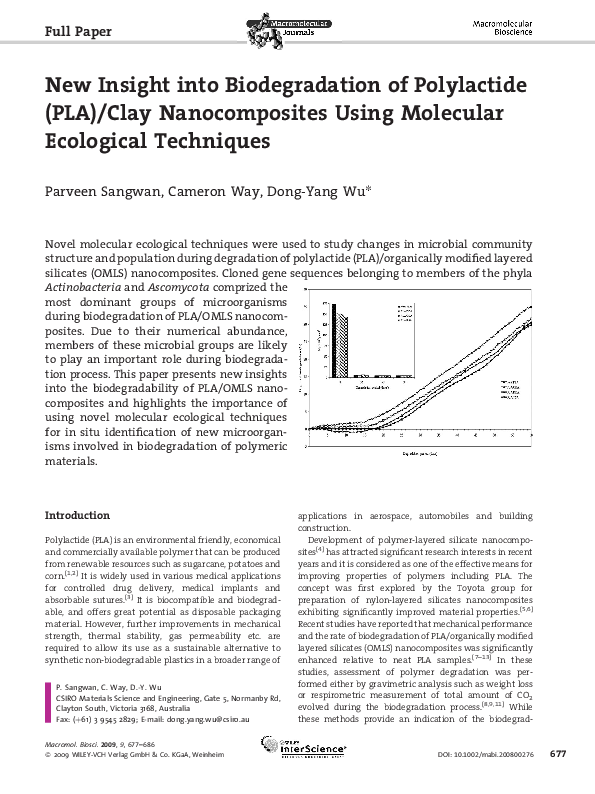 (PDF) Biodegradation of PLA/Clay Nanocomposites