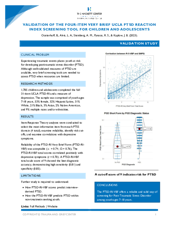 (PDF) Validation of the Four-Item Very Brief Ucla PTSD Reaction Index ...