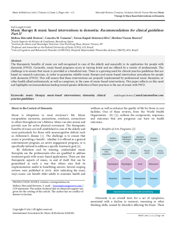 (PDF) Music therapy & music based interventions in the context of ...