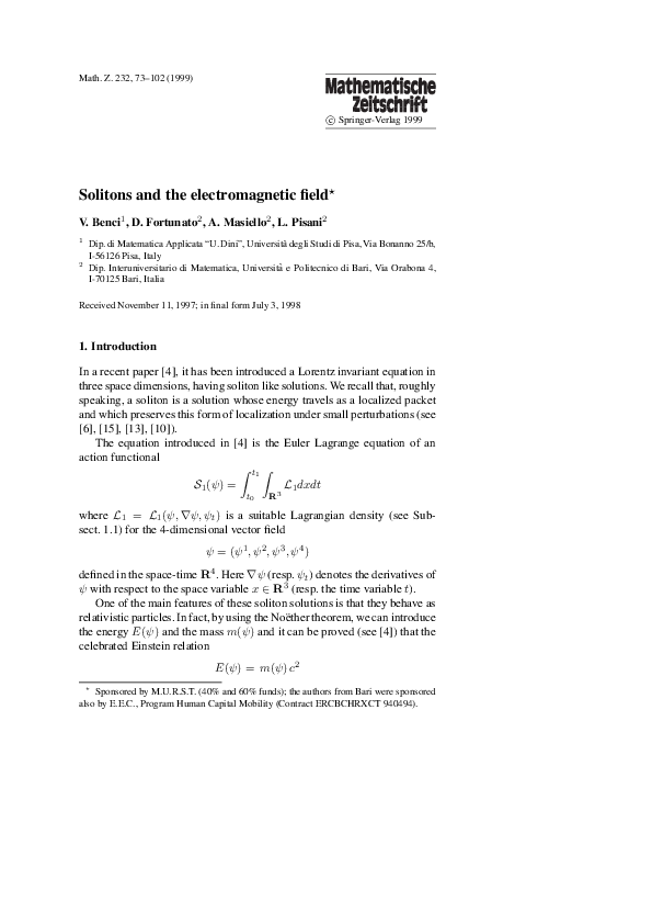 (PDF) Solitons and the electromagnetic field