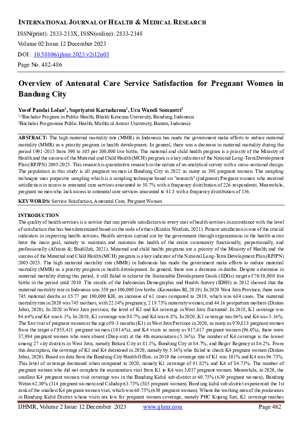 (PDF) Overview Of Antenatal Care Service Satisfaction For Pregnant ...
