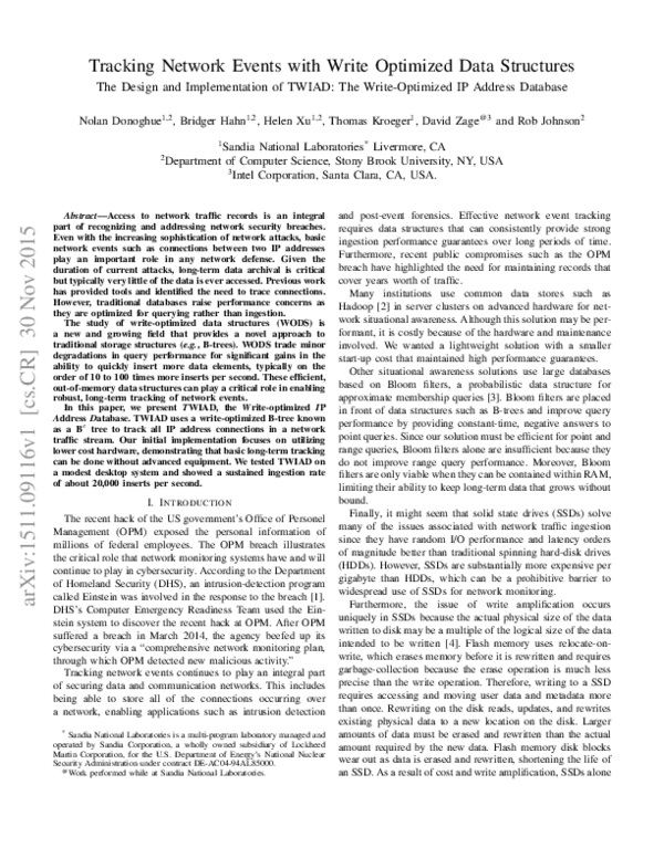(PDF) Tracking Network Events with Write Optimized Data Structures: The ...