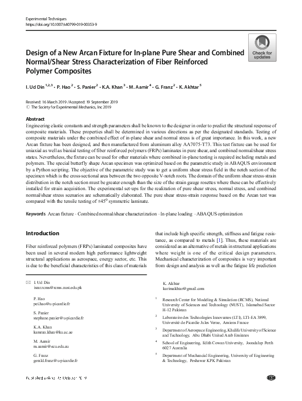 (PDF) Design of a New Arcan Fixture for In-plane Pure Shear and ...