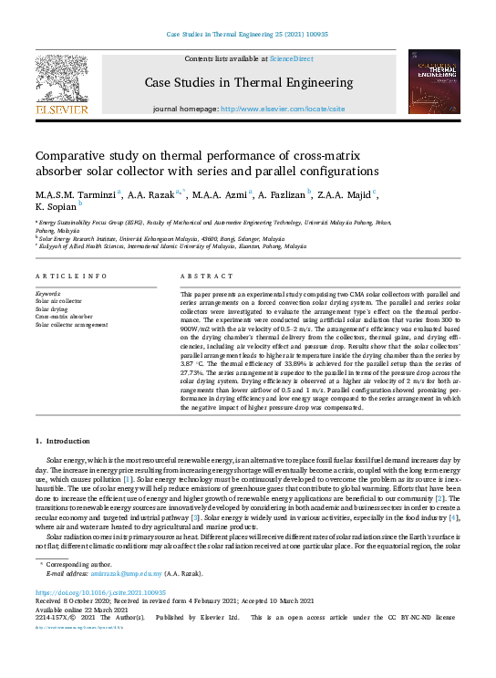 (PDF) Comparative study on thermal performance of cross-matrix absorber ...