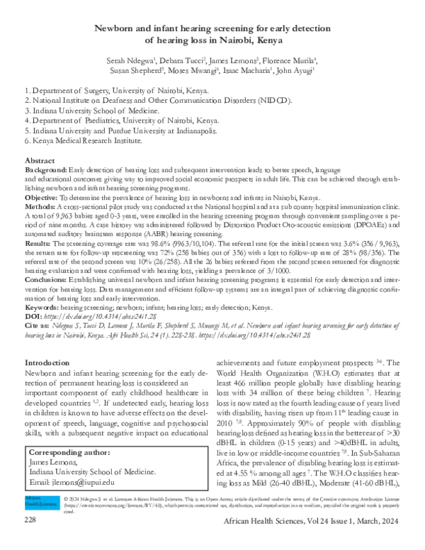 (PDF) Newborn and infant hearing screening for early detection of ...