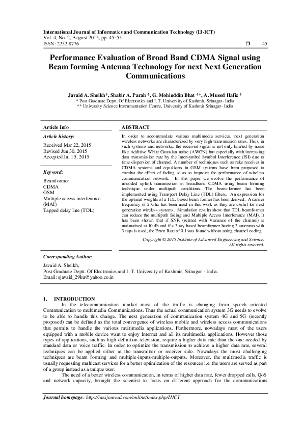 (PDF) Performance Evaluation of Broad Band CDMA Signal Using Beam ...